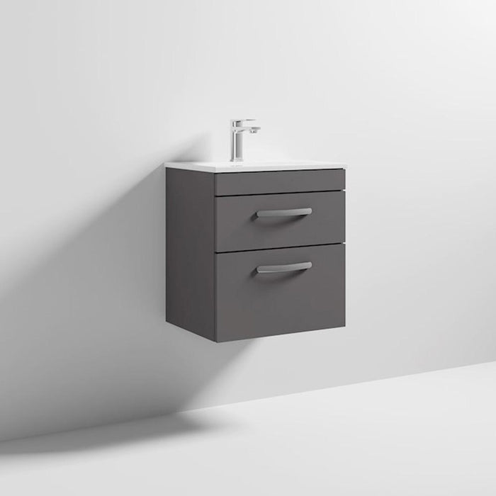 Nuie Athena 500mm Vanity Unit - Wall Hung 2 Drawer Unit with Basin - Unbeatable Bathrooms