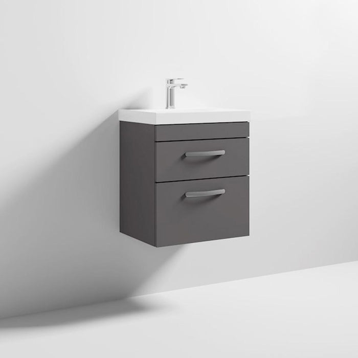 Nuie Athena 500mm Vanity Unit - Wall Hung 2 Drawer Unit with Basin - Unbeatable Bathrooms