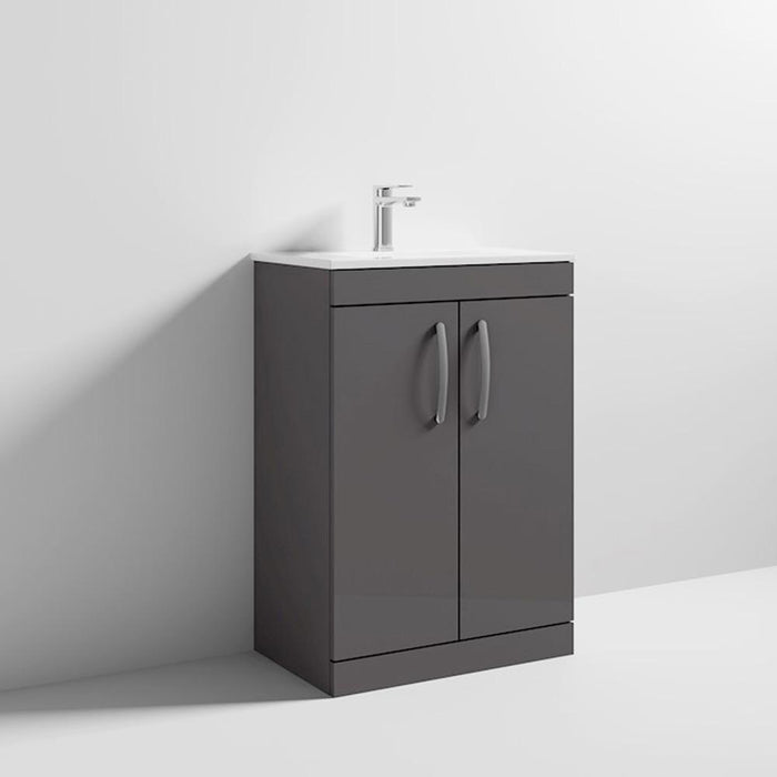 Nuie Athena 600mm Vanity Unit - Floor Standing 2 Door Unit with Basin - Unbeatable Bathrooms