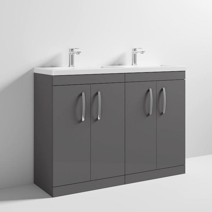 Nuie Athena 1200mm Double Vanity Unit - Floor Standing 4 Door Unit with Basin - Unbeatable Bathrooms