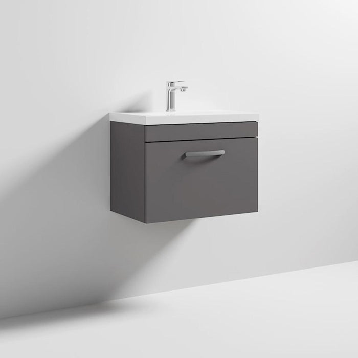 Nuie Athena 600mm Vanity Unit - Wall Hung 1 Drawer Unit with Basin - Unbeatable Bathrooms