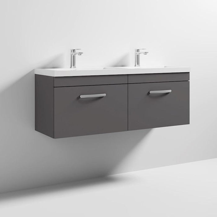 Nuie Athena 1200mm Double Vanity Unit - Wall Hung 2 Drawer Unit with Basin - Unbeatable Bathrooms