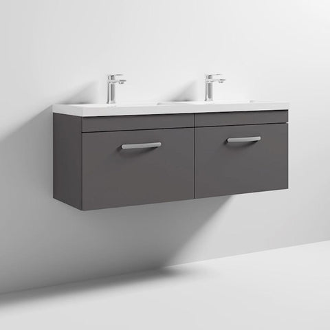 Nuie Athena 1200mm Double Vanity Unit - Wall Hung 2 Drawer Unit with Basin - Unbeatable Bathrooms