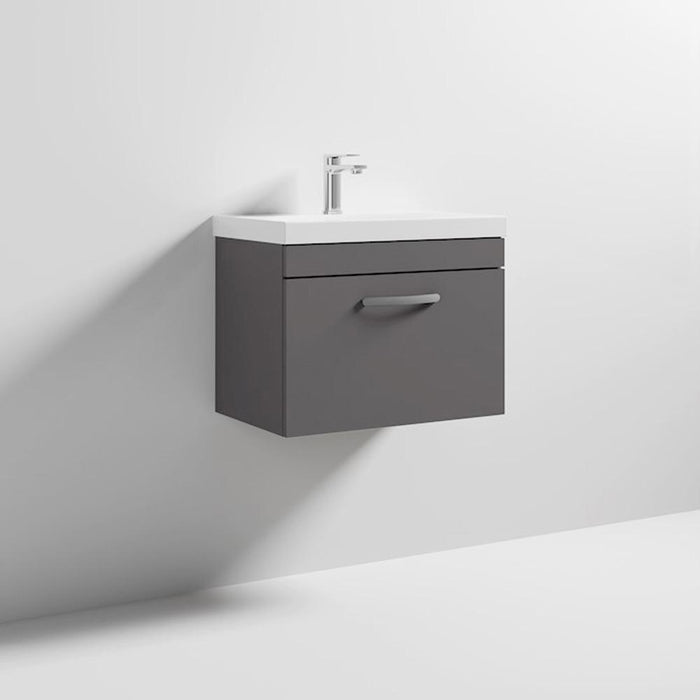 Nuie Athena 600mm Vanity Unit - Wall Hung 1 Drawer Unit with Basin - Unbeatable Bathrooms