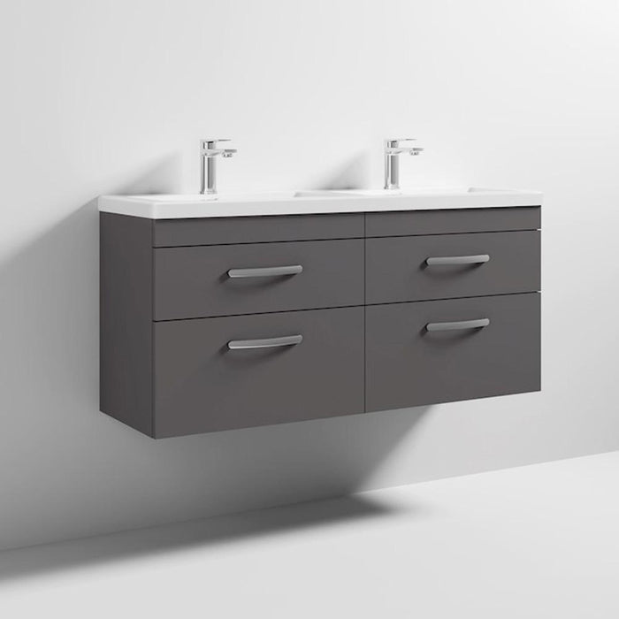 Nuie Athena 1200mm Double Vanity Unit - Wall Hung 4 Drawer Unit with Basin - Unbeatable Bathrooms