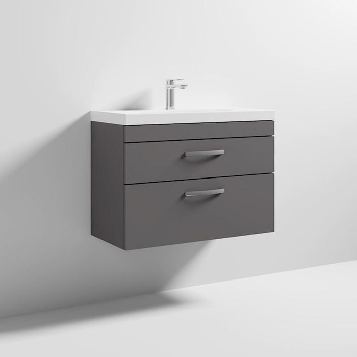 Nuie Athena 800mm Vanity Unit - Wall Hung 2 Drawer Unit with Basin - Unbeatable Bathrooms