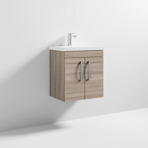Nuie Athena 500mm Vanity Unit - Wall Hung 2 Door Unit with Basin - Unbeatable Bathrooms