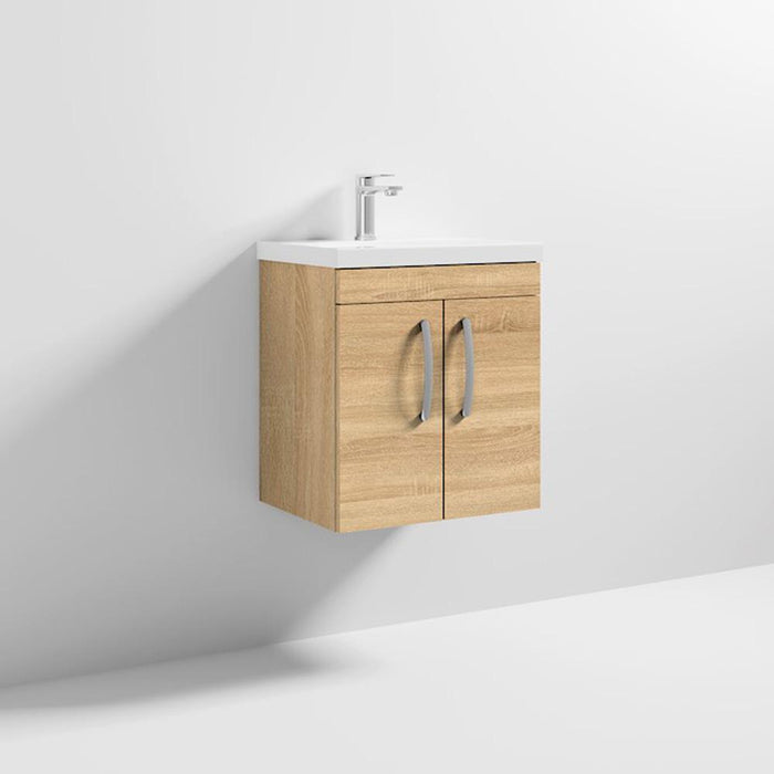 Nuie Athena 500mm Vanity Unit - Wall Hung 2 Door Unit with Basin - Unbeatable Bathrooms