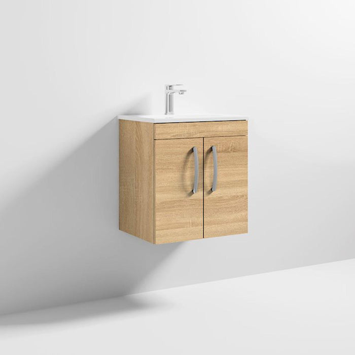 Nuie Athena 500mm Vanity Unit - Wall Hung 2 Door Unit with Basin - Unbeatable Bathrooms