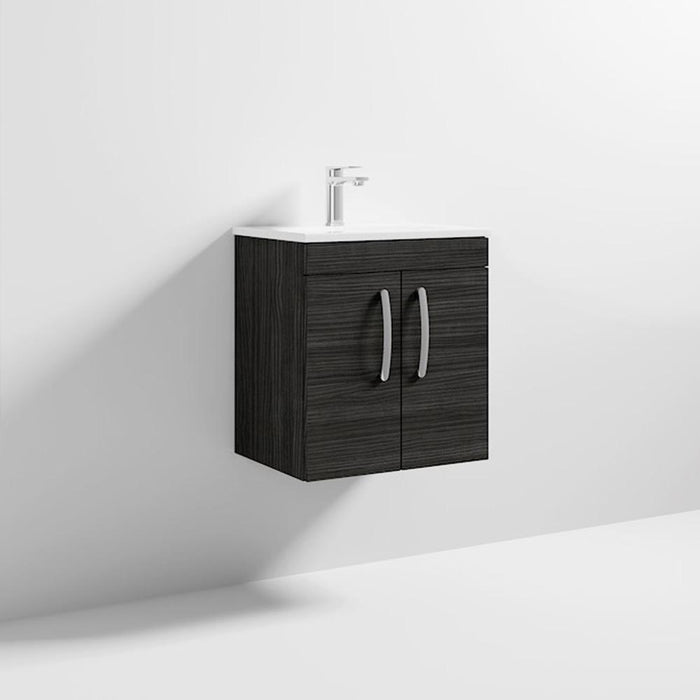 Nuie Athena 500mm Vanity Unit - Wall Hung 2 Door Unit with Basin - Unbeatable Bathrooms