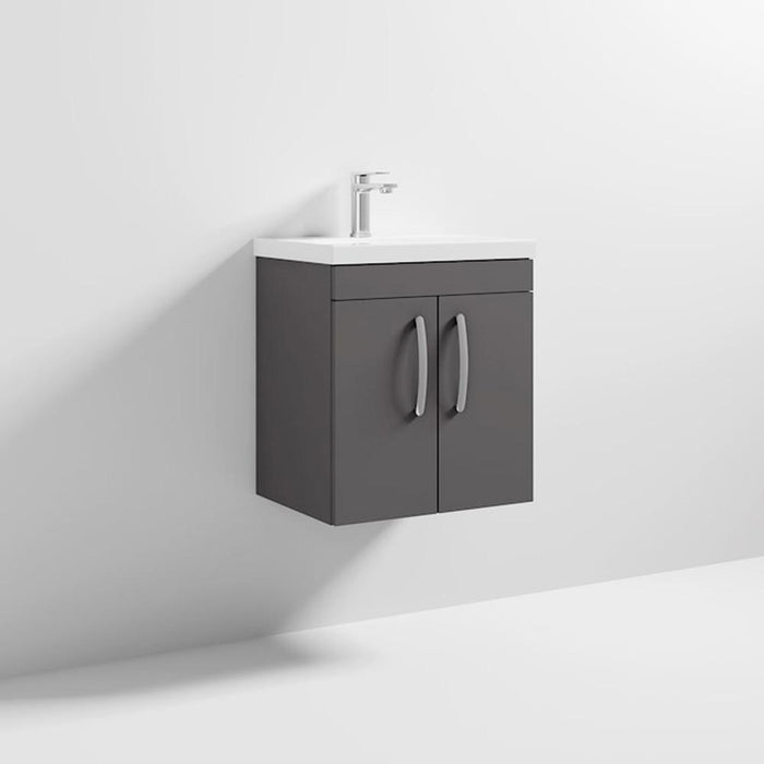 Nuie Athena 500mm Vanity Unit - Wall Hung 2 Door Unit with Basin - Unbeatable Bathrooms