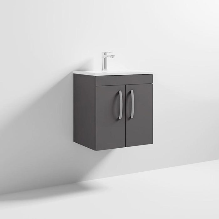 Nuie Athena 500mm Vanity Unit - Wall Hung 2 Door Unit with Basin - Unbeatable Bathrooms