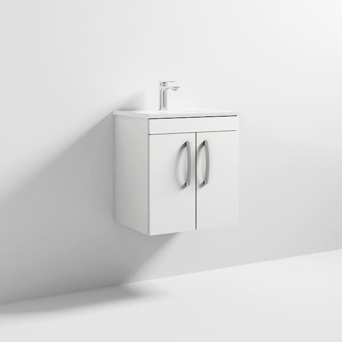 Nuie Athena 500mm Vanity Unit - Wall Hung 2 Door Unit with Basin - Unbeatable Bathrooms