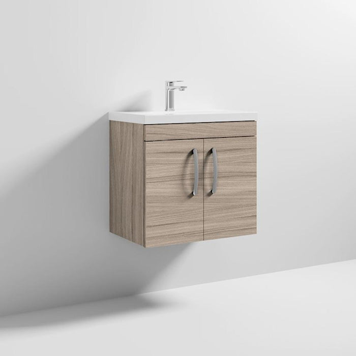 Nuie Athena 600mm Vanity Unit - Wall Hung 2 Door Unit with Basin - Unbeatable Bathrooms