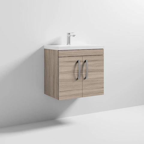 Nuie Athena 600mm Vanity Unit - Wall Hung 2 Door Unit with Basin - Unbeatable Bathrooms