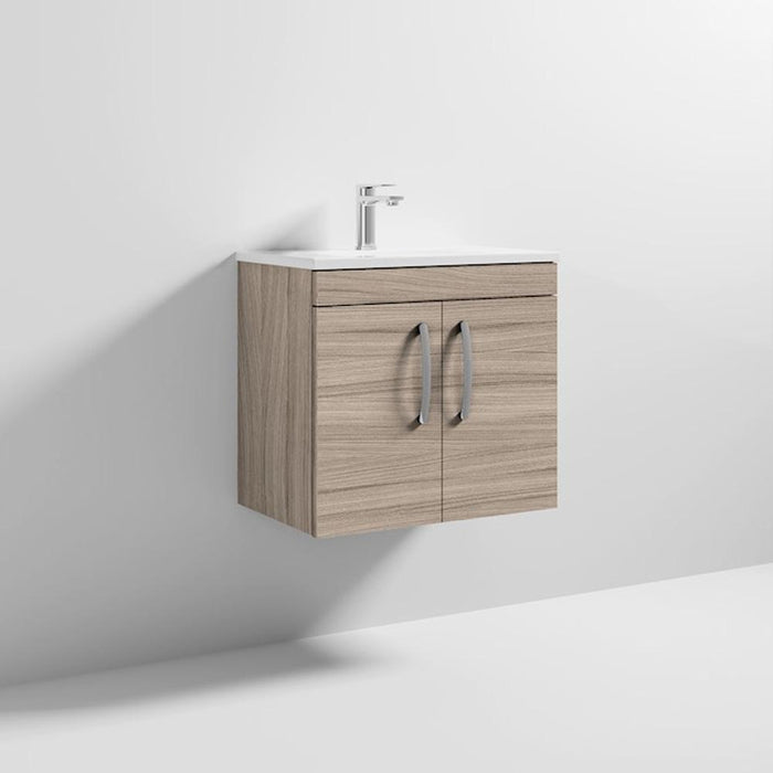 Nuie Athena 600mm Vanity Unit - Wall Hung 2 Door Unit with Basin - Unbeatable Bathrooms