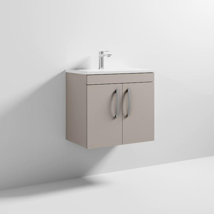 Nuie Athena 600mm Vanity Unit - Wall Hung 2 Door Unit with Basin - Unbeatable Bathrooms