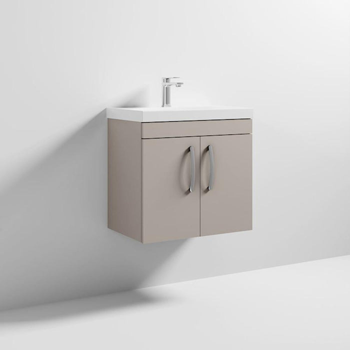 Nuie Athena 600mm Vanity Unit - Wall Hung 2 Door Unit with Basin - Unbeatable Bathrooms