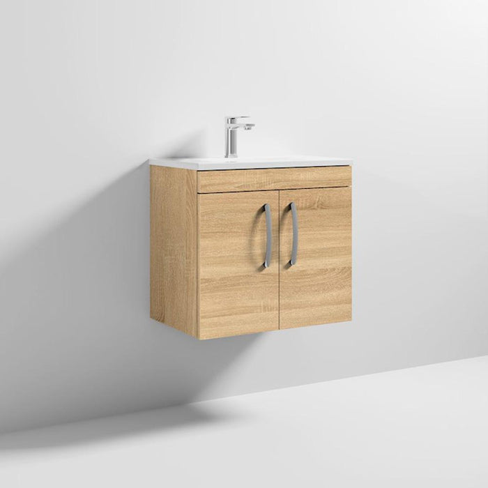 Nuie Athena 600mm Vanity Unit - Wall Hung 2 Door Unit with Basin - Unbeatable Bathrooms