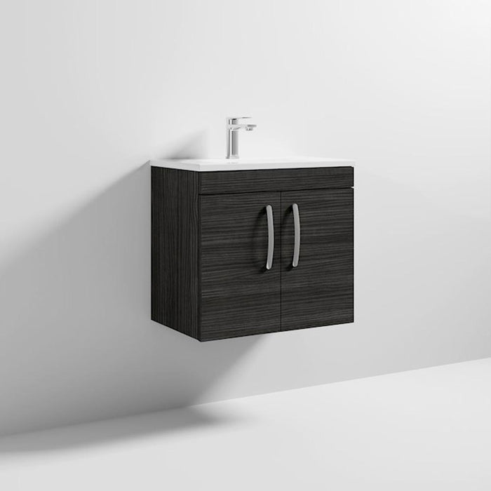 Nuie Athena 600mm Vanity Unit - Wall Hung 2 Door Unit with Basin - Unbeatable Bathrooms