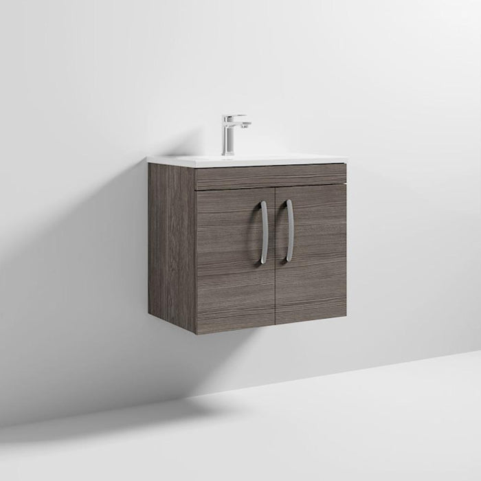 Nuie Athena 600mm Vanity Unit - Wall Hung 2 Door Unit with Basin - Unbeatable Bathrooms