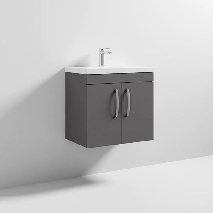 Nuie Athena 600mm Vanity Unit - Wall Hung 2 Door Unit with Basin - Unbeatable Bathrooms