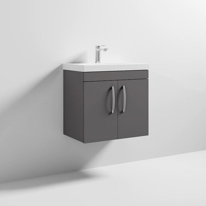 Nuie Athena 600mm Vanity Unit - Wall Hung 2 Door Unit with Basin - Unbeatable Bathrooms