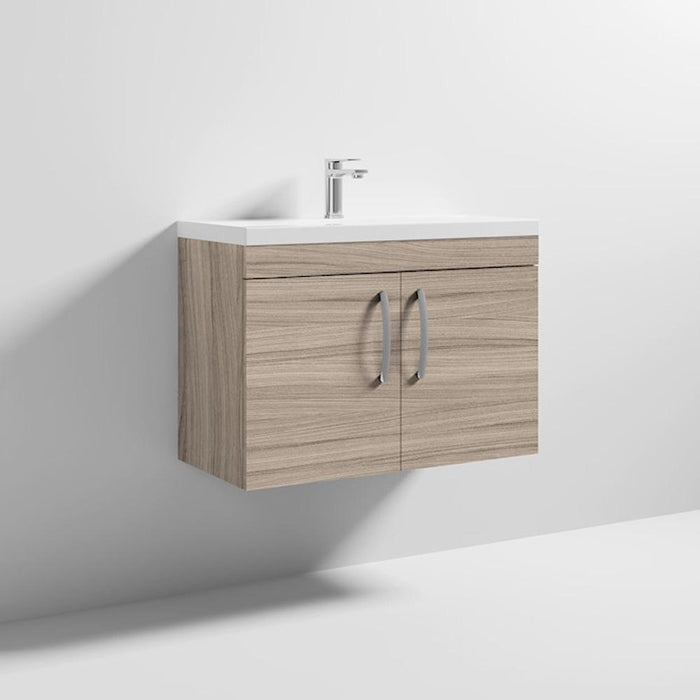 Nuie Athena 800mm Vanity Unit - Wall Hung 2 Door Unit with Basin - Unbeatable Bathrooms