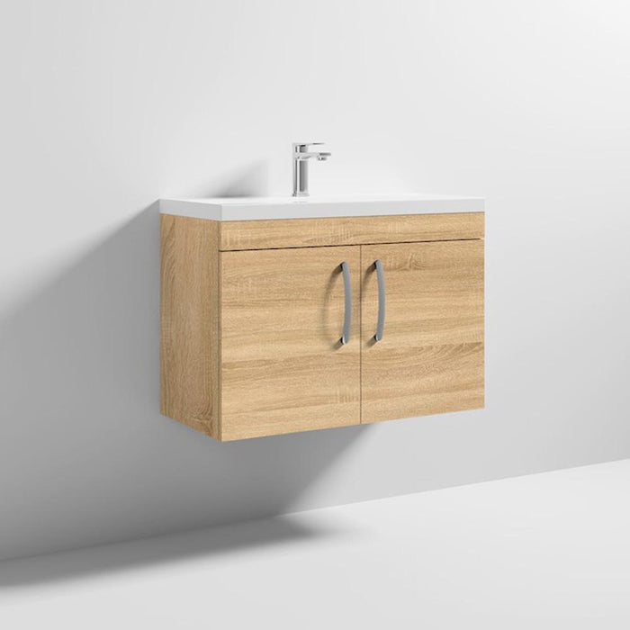 Nuie Athena 800mm Vanity Unit - Wall Hung 2 Door Unit with Basin - Unbeatable Bathrooms