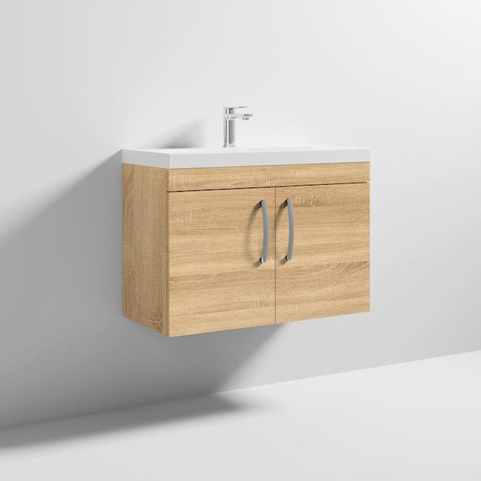 Nuie Athena 800mm Vanity Unit - Wall Hung 2 Door Unit with Basin - Unbeatable Bathrooms