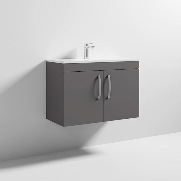 Nuie Athena 800mm Vanity Unit - Wall Hung 2 Door Unit with Basin - Unbeatable Bathrooms