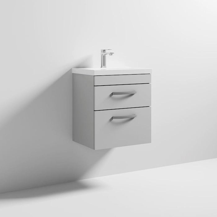 Nuie Athena 500mm Vanity Unit - Wall Hung 2 Drawer Unit with Basin - Unbeatable Bathrooms