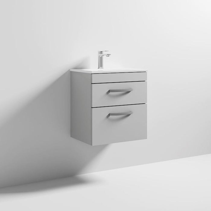 Nuie Athena 500mm Vanity Unit - Wall Hung 2 Drawer Unit with Basin - Unbeatable Bathrooms