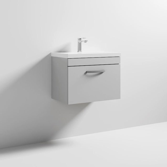 Nuie Athena 600mm Vanity Unit - Wall Hung 1 Drawer Unit with Basin - Unbeatable Bathrooms