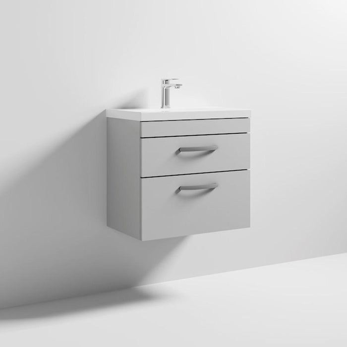 Nuie Athena 600mm Vanity Unit - Wall Hung 2 Drawer Unit with Basin - Unbeatable Bathrooms