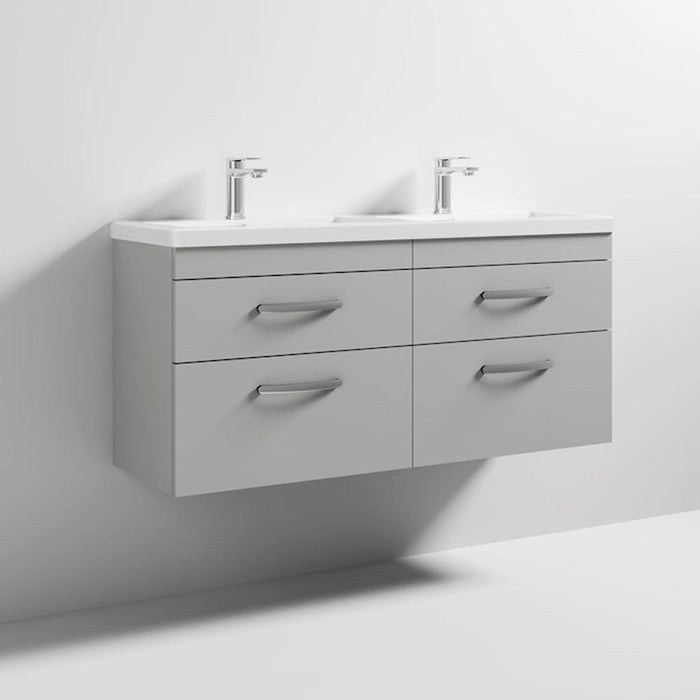 Nuie Athena 1200mm Double Vanity Unit - Wall Hung 4 Drawer Unit with Basin - Unbeatable Bathrooms