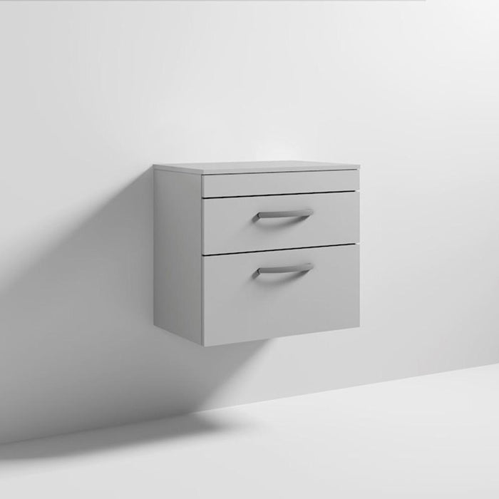 Nuie Athena 600mm Vanity Unit - Wall Hung 2 Drawer Unit with Basin - Unbeatable Bathrooms