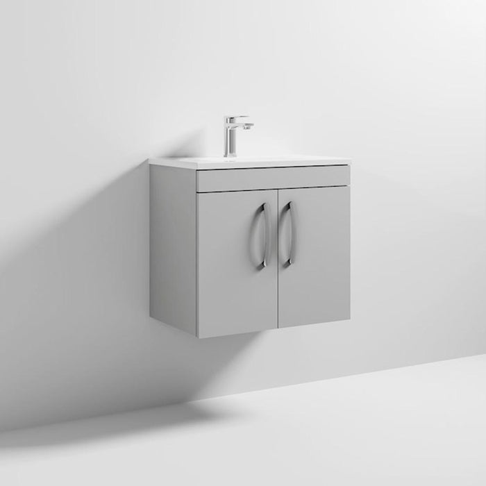 Nuie Athena 600mm Vanity Unit - Wall Hung 2 Door Unit with Basin - Unbeatable Bathrooms