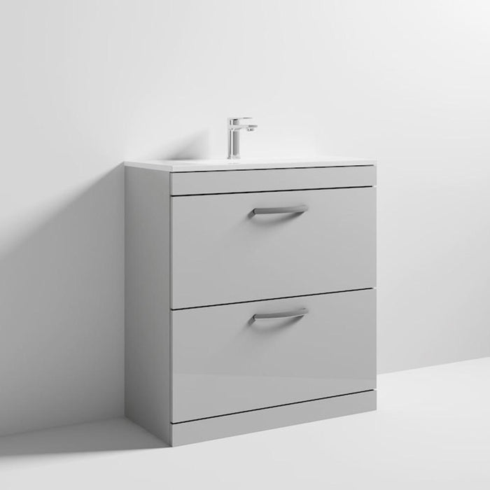 Nuie Athena 800mm Vanity Unit - Floor Standing 2 Drawer Unit with Basin - Unbeatable Bathrooms