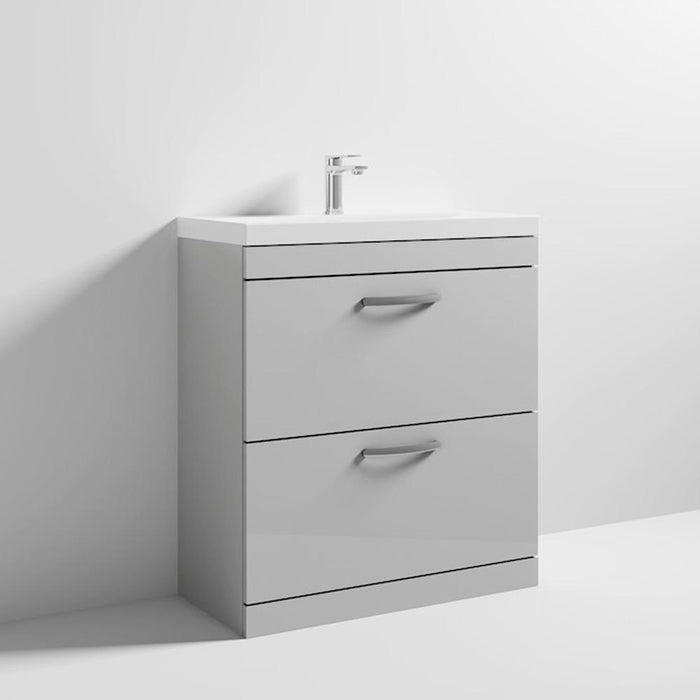 Nuie Athena 800mm Vanity Unit - Floor Standing 2 Drawer Unit with Basin - Unbeatable Bathrooms