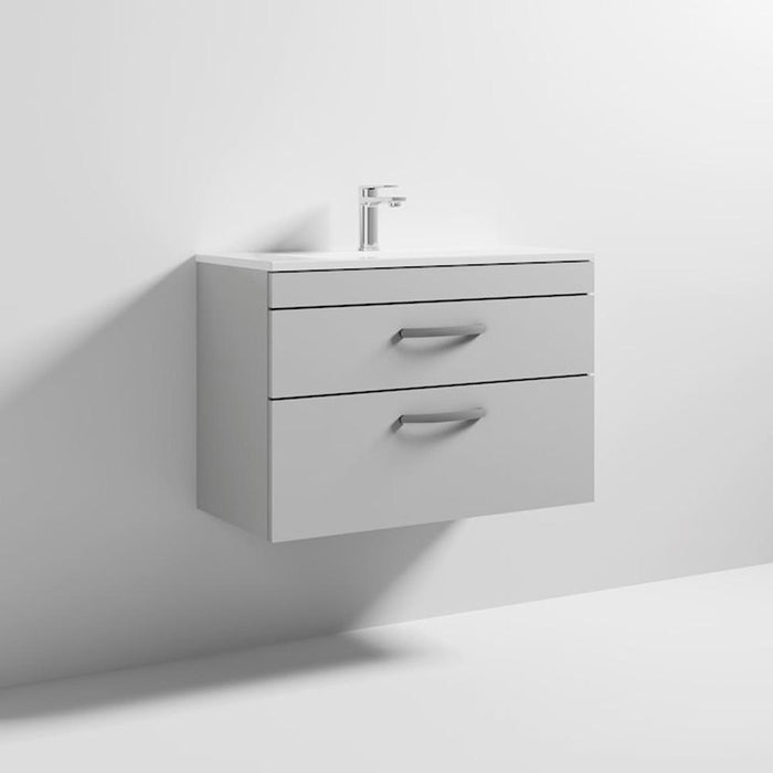 Nuie Athena 800mm Vanity Unit - Wall Hung 2 Drawer Unit with Basin - Unbeatable Bathrooms