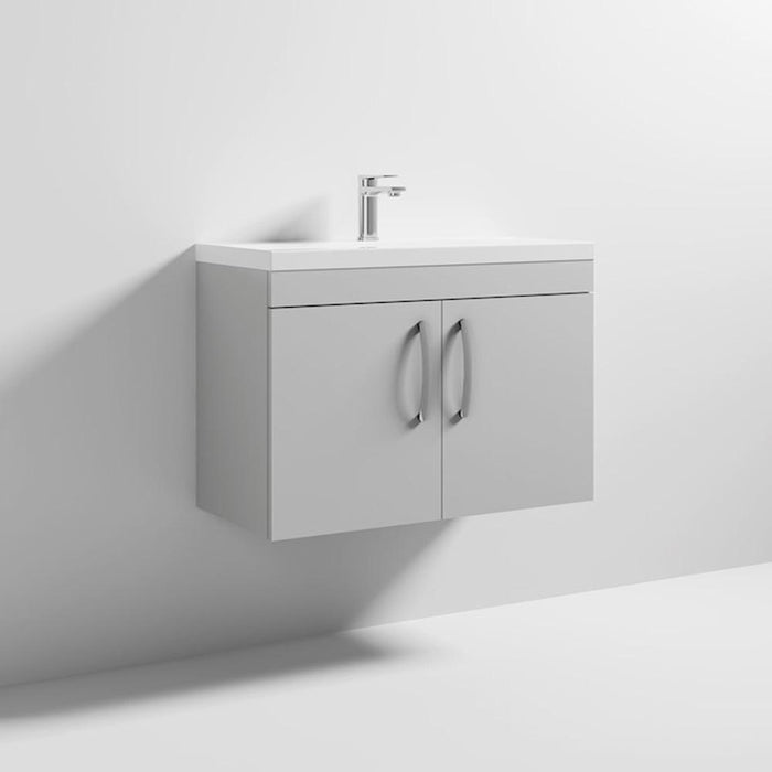 Nuie Athena 800mm Vanity Unit - Wall Hung 2 Door Unit with Basin - Unbeatable Bathrooms