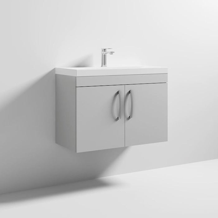 Nuie Athena 800mm Vanity Unit - Wall Hung 2 Door Unit with Basin - Unbeatable Bathrooms