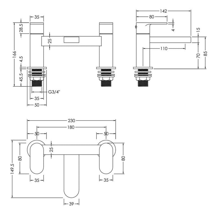 Nuie Binsey Deck Mounted Bath Filler - Unbeatable Bathrooms