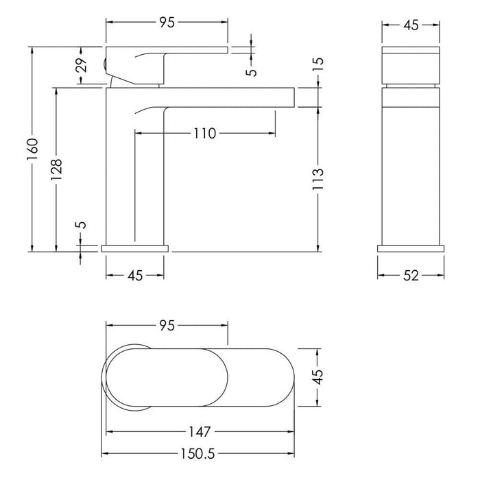 Nuie Binsey Mono Basin Mixer with Push Button Waste - Unbeatable Bathrooms