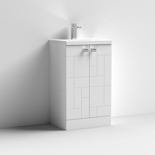 Nuie Blocks 500mm Vanity Unit - Floor Standing 2 Door Unit with Basin - Unbeatable Bathrooms