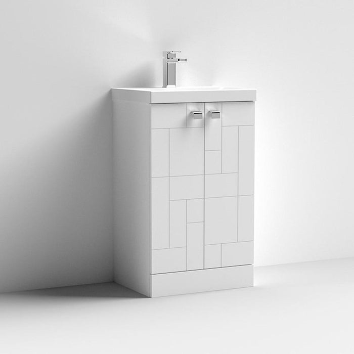 Nuie Blocks 500mm Vanity Unit - Floor Standing 2 Door Unit with Basin - Unbeatable Bathrooms
