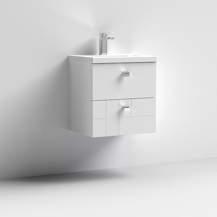 Nuie Blocks 600mm Vanity Unit - Wall Hung 2 Drawer Unit with Basin - Unbeatable Bathrooms