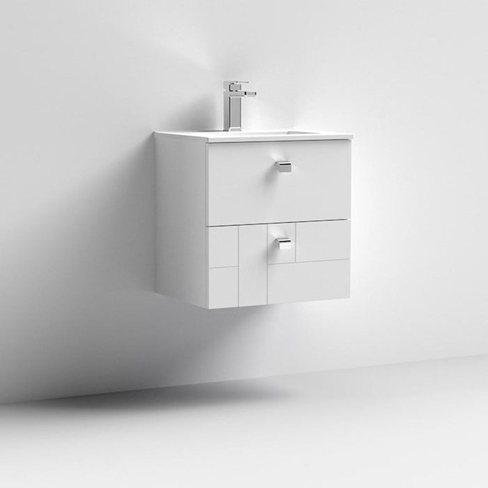 Nuie Blocks 600mm Vanity Unit - Wall Hung 2 Drawer Unit with Basin - Unbeatable Bathrooms