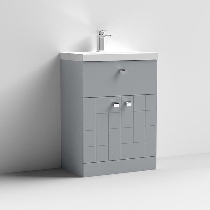 Nuie Blocks 600mm Vanity Unit - Floor Standing 2 Door & 1 Drawer Unit with Basin - Unbeatable Bathrooms